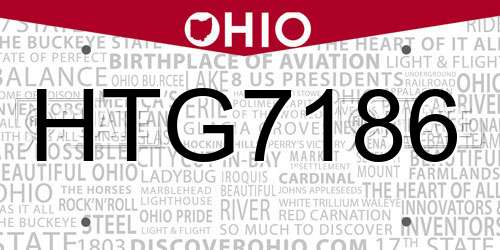 HTG7186 Ohio License Plate