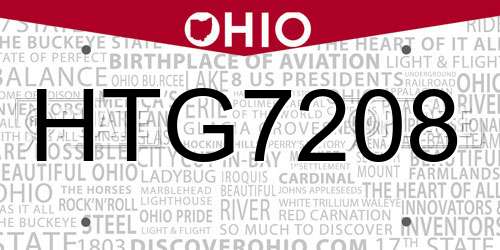 HTG7208 Ohio License Plate