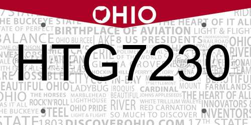 HTG7230 Ohio License Plate