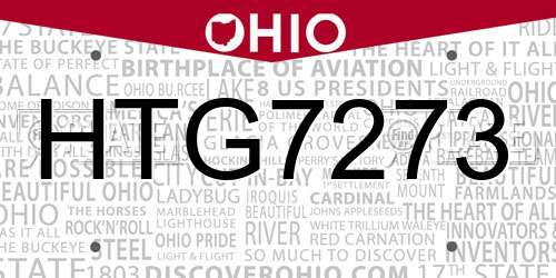 HTG7273 Ohio License Plate