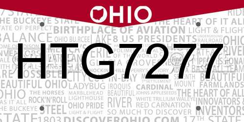 HTG7277 Ohio License Plate