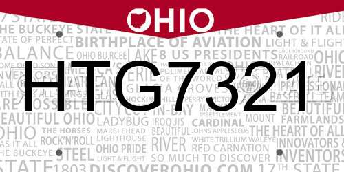 HTG7321 Ohio License Plate