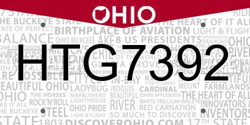 HTG7392 Ohio License Plate