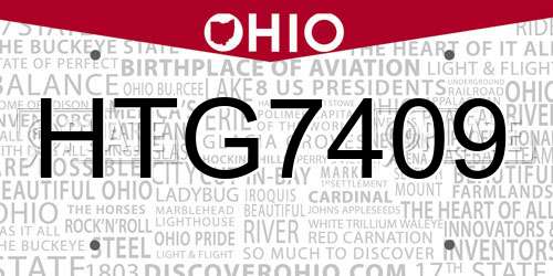 HTG7409 Ohio License Plate