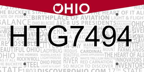 HTG7494 Ohio License Plate