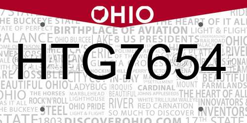 HTG7654 Ohio License Plate