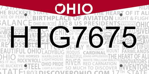 HTG7675 Ohio License Plate