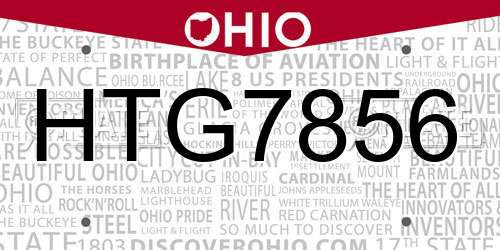HTG7856 Ohio License Plate