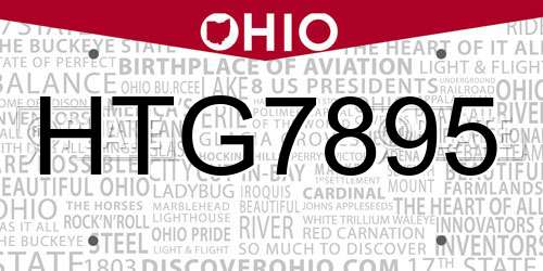 HTG7895 Ohio License Plate