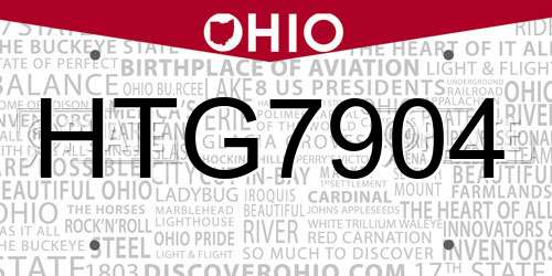 HTG7904 Ohio License Plate