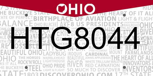 HTG8044 Ohio License Plate