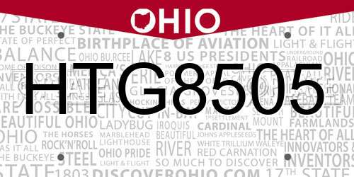 HTG8505 Ohio License Plate