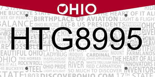 HTG8995 Ohio License Plate
