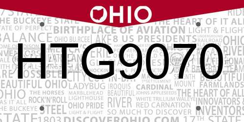 HTG9070 Ohio License Plate