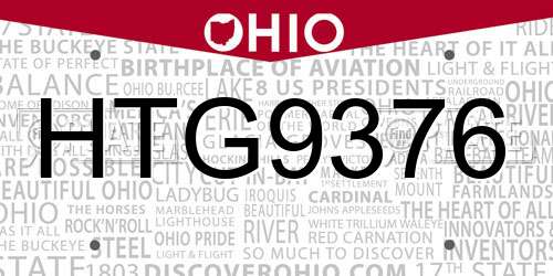 HTG9376 Ohio License Plate
