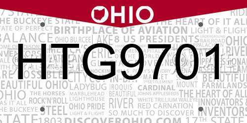 HTG9701 Ohio License Plate
