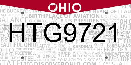 HTG9721 Ohio License Plate