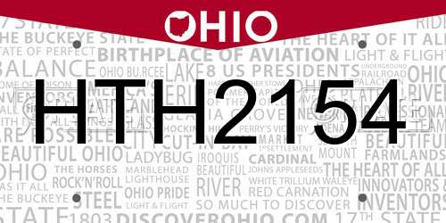 HTH2154 Ohio License Plate
