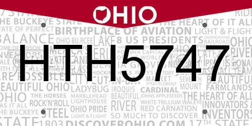 HTH5747 Ohio License Plate