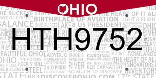 HTH9752 Ohio License Plate