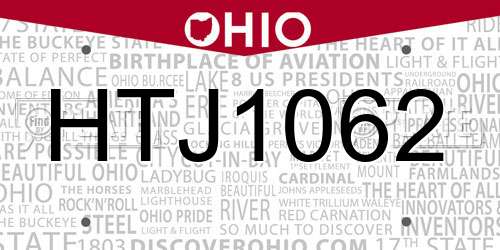 HTJ1062 Ohio License Plate