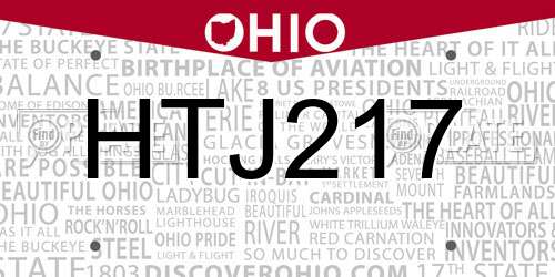 HTJ217 Ohio License Plate