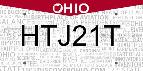 HTJ21T Ohio License Plate
