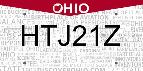 HTJ21Z Ohio License Plate