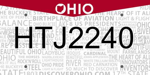 HTJ2240 Ohio License Plate