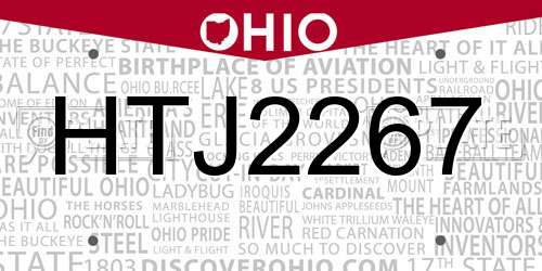 HTJ2267 Ohio License Plate