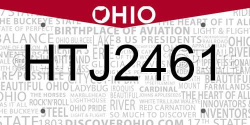 HTJ2461 Ohio License Plate