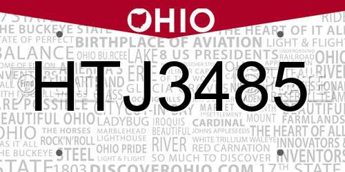 HTJ3485 Ohio License Plate