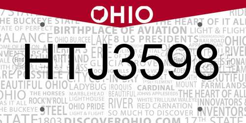 HTJ3598 Ohio License Plate
