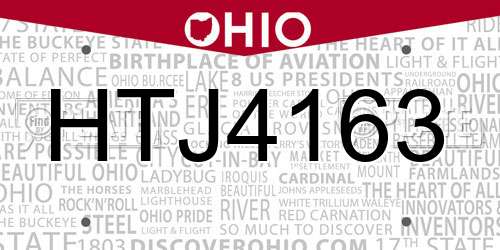 HTJ4163 Ohio License Plate