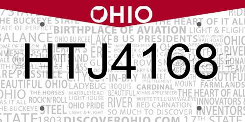HTJ4168 Ohio License Plate