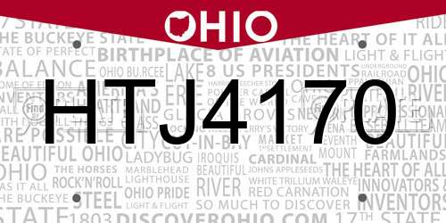 HTJ4170 Ohio License Plate