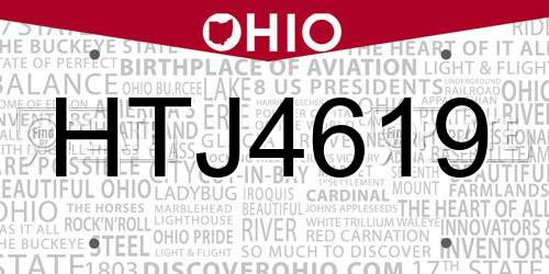 HTJ4619 Ohio License Plate