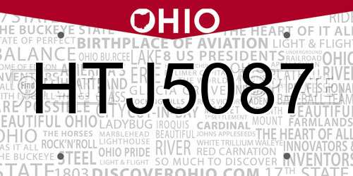 HTJ5087 Ohio License Plate