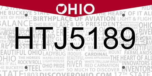 HTJ5189 Ohio License Plate