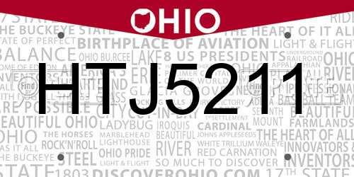 HTJ5211 Ohio License Plate
