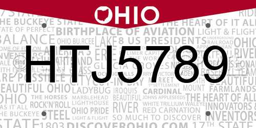 HTJ5789 Ohio License Plate