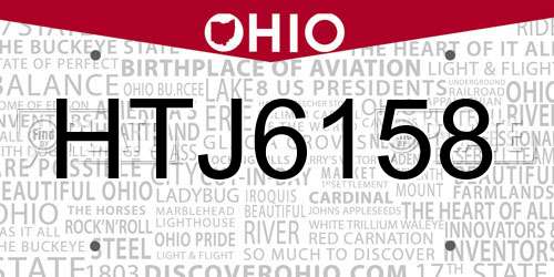 HTJ6158 Ohio License Plate