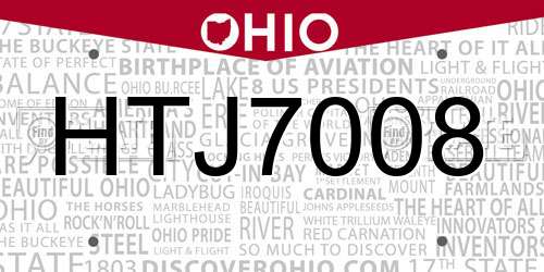 HTJ7008 Ohio License Plate