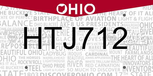 HTJ712 Ohio License Plate