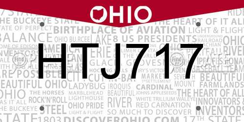 HTJ717 Ohio License Plate