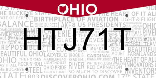 HTJ71T Ohio License Plate