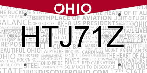 HTJ71Z Ohio License Plate