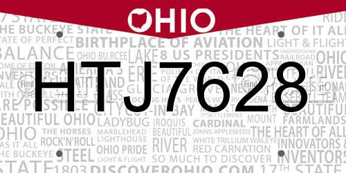 HTJ7628 Ohio License Plate