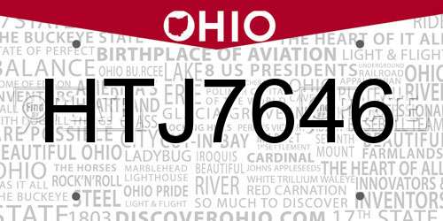 HTJ7646 Ohio License Plate