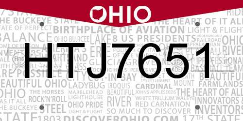 HTJ7651 Ohio License Plate